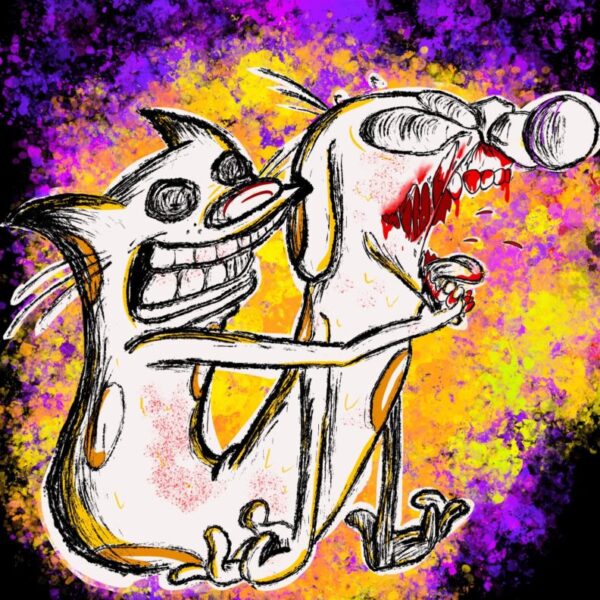 cat eat dog world Art Print (Signed)