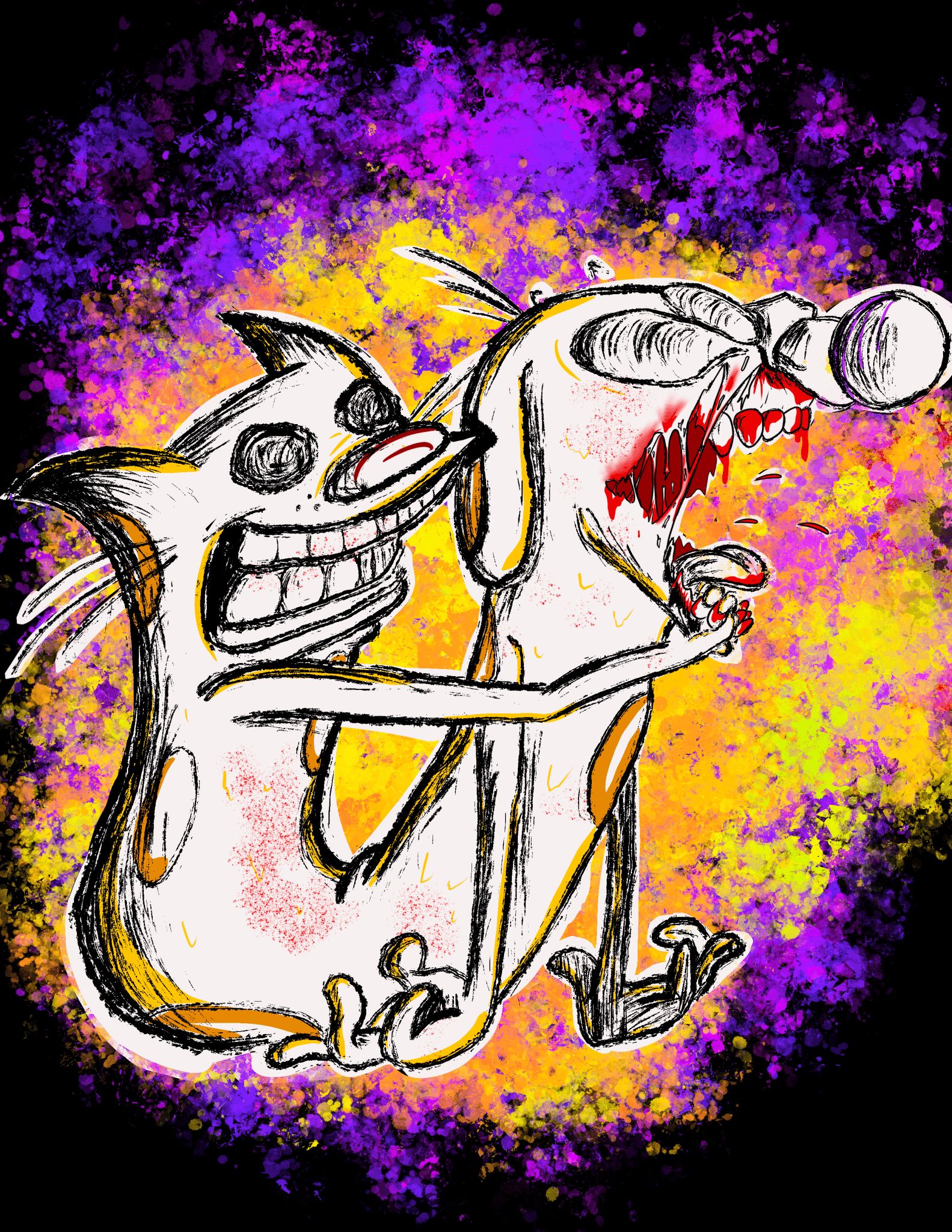 cat-eat-dog-world-art-print-signed-nerdgasmatron